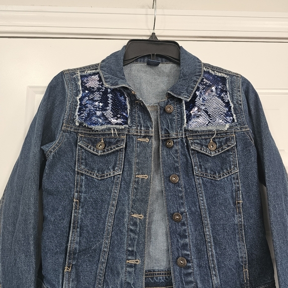 Arizona Denim Jacket with Blue Accents Girls Size Large - Picture 2 of 4